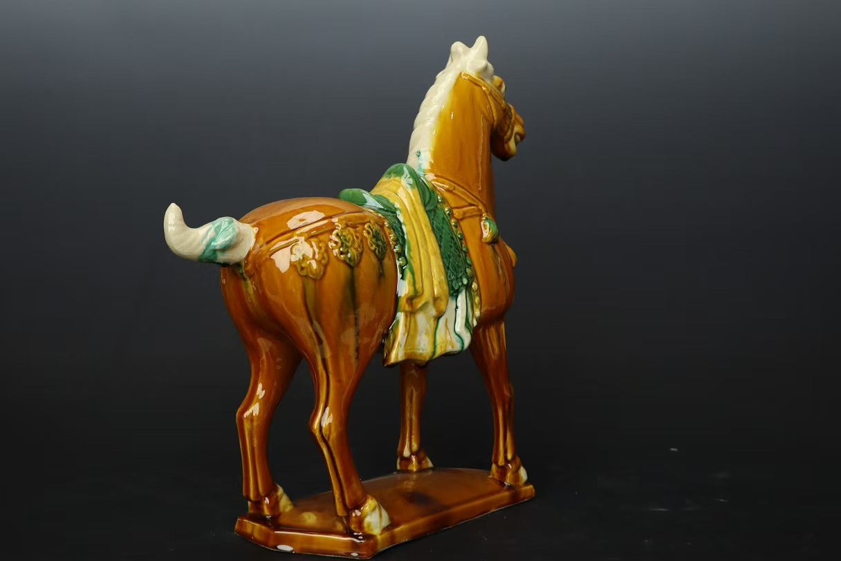 high-grade arts and crafts sculpture pottery painting ornament horse colorful black green blue