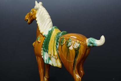 high-grade arts and crafts sculpture pottery painting  ornament horse colorful black green blue