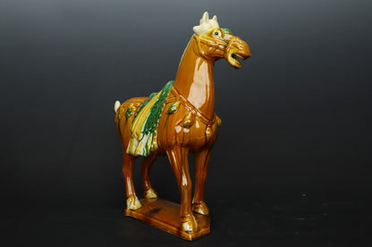 high-grade arts and crafts sculpture pottery painting  ornament horse colorful black green blue